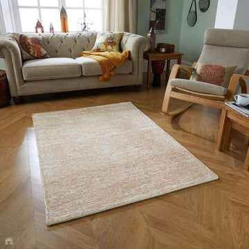 Milano Modern Plain Mottle Speckles Hand-Woven Textured Felted Space-Dyed Wool Cream/Terracotta Rug-Melrose-Rug Love - The Most Loved Rug Store